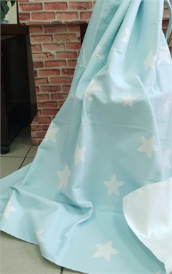 Одеяло байковое 140*205 с принтом Звезды цвет голубой, 100 % хлопок, легкое. 3182