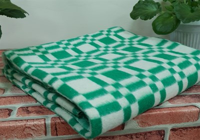 Одеяло байковое "Клетка" зелёное - фото 8324