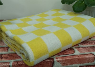 Одеяло байковое "Клетка" жёлтое. - фото 8398