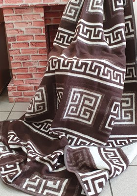 Одеяло 100% хлопок жаккард  Греция (коричневое) в канте. 140х205 см. - фото 8620