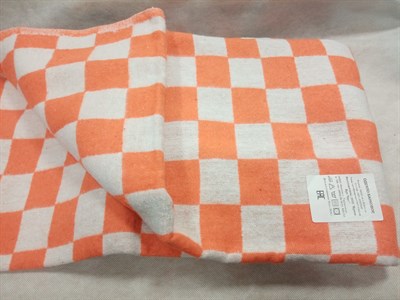 Одеяло байковое "Клетка" оранжевое. 100 % хлопок , легкое, ОБ-420ор.