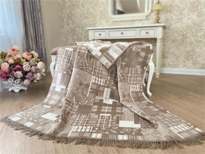 Плед cotton Rajtex. "Латте", с бахромой , плотность 450 гр/м 3156