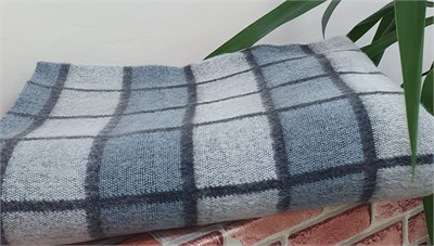 Одеяло полушерстяное (бело-серо-синяя клетка). Вулли Вул Текс 2986