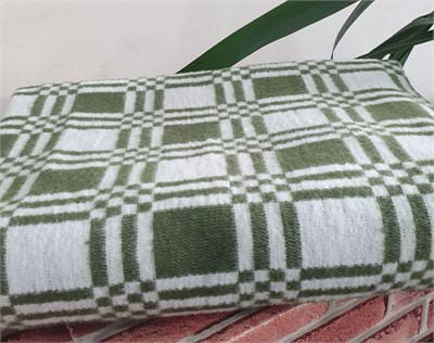 Одеяло  байковое "Клетка", хаки, 100% хлопок, легкое. 170.3160