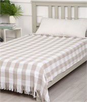 Плед 80% хлопок Скандинавский бежевый 150х210 см. ПБ-400