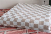 Одеяло байковое, кофейная клетка мелкая, 100 % хлопок, легкое. ОБ-420.коф.