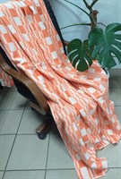 Одеяло байковое "Клетка" оранжевое