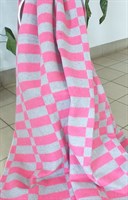 Одеяло байковое 140 "Клетка" серо-розовое