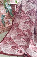 Одеяло-плед хлопковое жаккард 140х205 Волна (бордо) в канте.