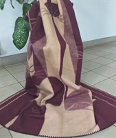 Одеяло из мериносовой шерсти тканое "Кошки" (бордовые)