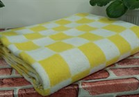 Одеяло байковое "Клетка" жёлтое.