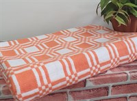 Одеяло байковое "Клетка" оранжевое.