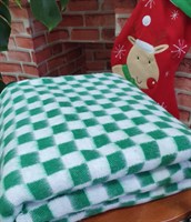 Одеяло байковое "Клетка" зелёное.