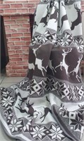 Одеяло хлопковое жаккардовое в канте (Олени) коричневое. 140.ол.кор.